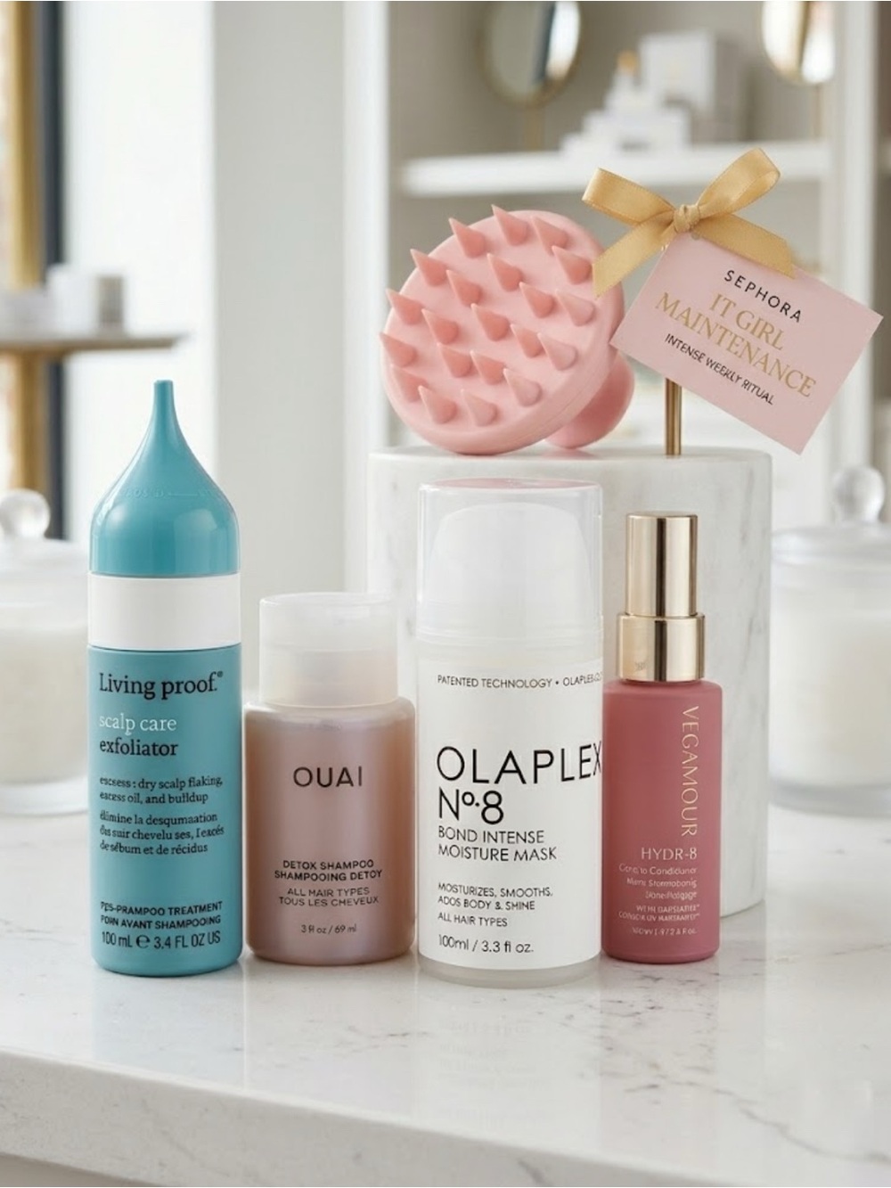 OUAI Olaplex Living Proof It Girl Hair Set | Vegamour Massager & Hydra-8 NIB